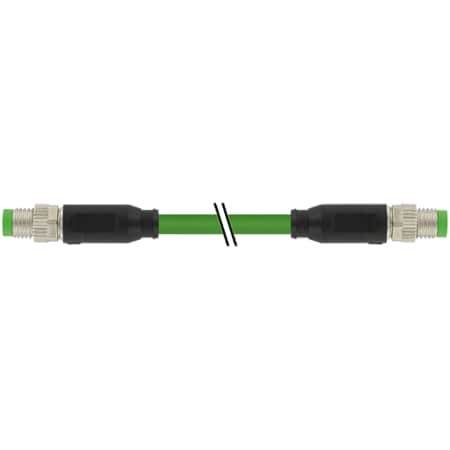 M8 Male 0° / M8 Male 0°, Shielded, EC, PUR 1x4xAWG26 Shielded Gn UL/CSA+drag Chain 4m